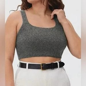 Everlane Women's Crop Tank Top Cozy Stretch Wool Dark Grey Size Small